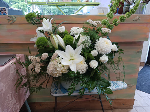 White and Green Sympathy Arrangement