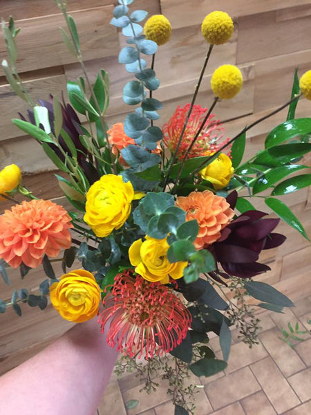 Warm Colour Palette Handtied Bouquet