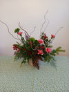 One Sided Christmas Centerpiece in Ceramic Container