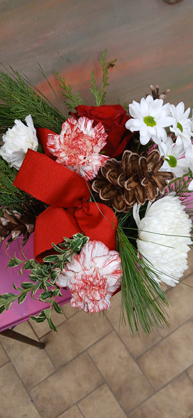 Simple White and Red Posy Arrangement