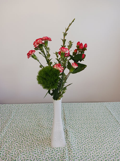 Antique Milk Glass Christmas bud vase