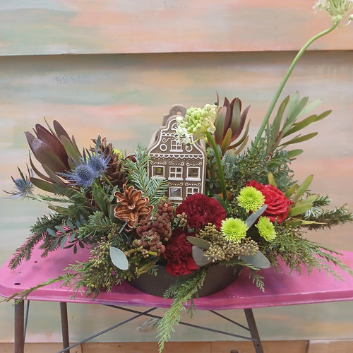 One of a kind Gingerbread House Candle Arrangement