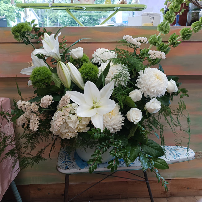 White and Green Sympathy Arrangement