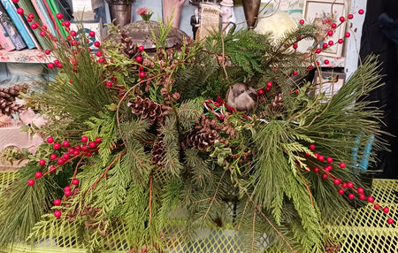 Simple White and Green Winter arrangement